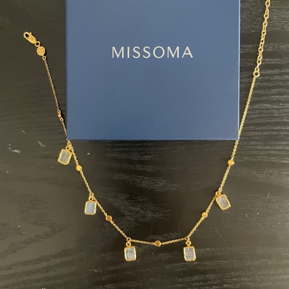 NEW Missoma Gold + Moonstone Charm Choker Necklace - Picture 10 of 13